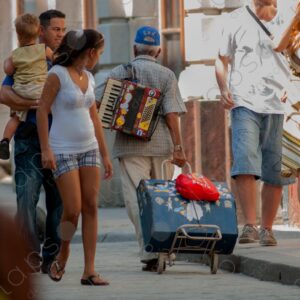 Man carrying an accordion