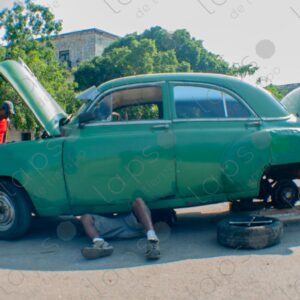 vintage Cuban car in green