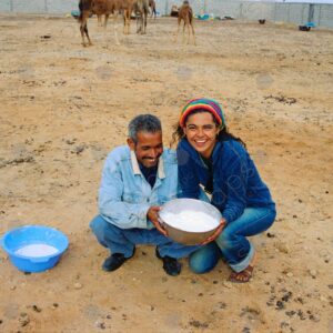 A camel breeder and a Western woman, Morocco