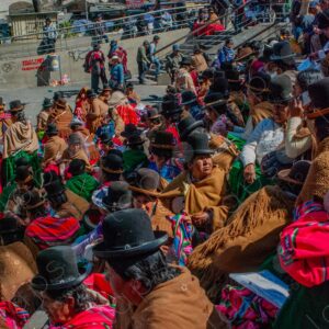 Bolivian women gathered