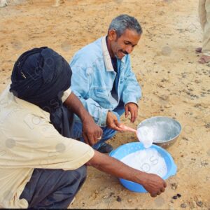 Camel breeders filter milk in Dakhla Morocco 3