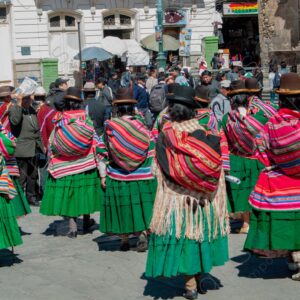 Bolivian women gathered