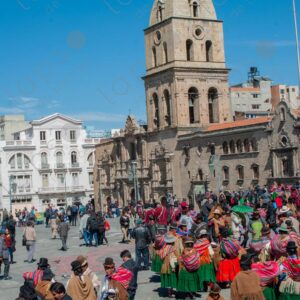 Bolivian women gathered