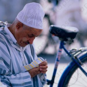 Muslim Men with Bikes and Islamic Headwear, Marrakech
