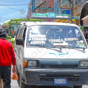 Public transportation minibus in La Paz Bolivia