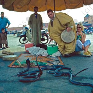 Snake Charmers Entertaining Tourists, Marrakech