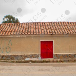 Andean Village House with Red Door and Tiles