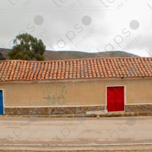 Andean Village House with Tiles Blue and Red Door 2