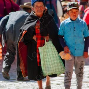 Bolivian people and indigenous individuals walking through the textile market 9