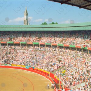 Bullring, San Fermín, crowd celebrating in the stands 4