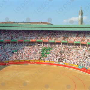 Bullring, San Fermín, crowd celebrating in the stands 5