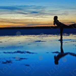 Child in Silhouette at Sunrise in Salar de Uyuni 1
