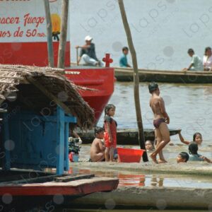Children playing in the river