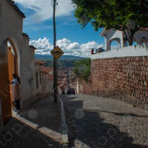 Cobblestone Street with Signage and Bricks 2