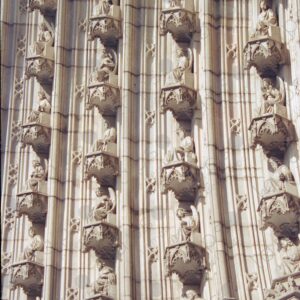 Detail archivolts of the door of the neo-Gothic façade of Barcelona Cathedral 1