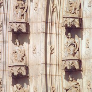 Detail archivolts of the door of the neo-Gothic façade of Barcelona Cathedral 2