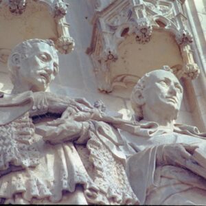 Detail of the priests in the Barcelona Cathedral