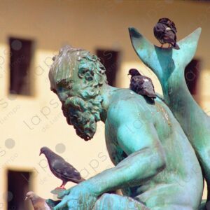 Detail of the statue of the Neptune fountain Florence Italy 1