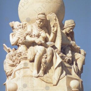 Detail of the statue on top of the Cervantes monument in Plaza de España 3