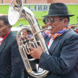 Bolivian man playing trumpet