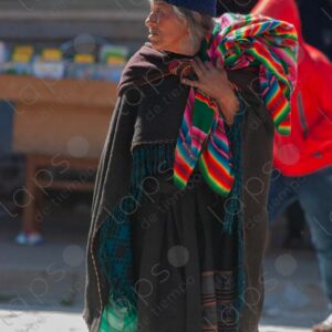 Tarabuco market environment. Elderly indigenous woman