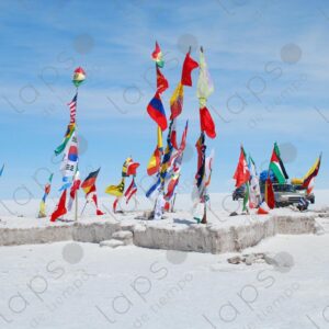 Flags at Salar de Uyuni