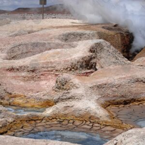 Geyser in the Bolivian Altiplano and its Pools