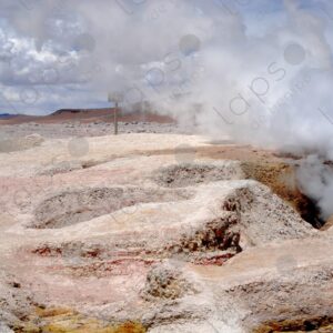 Geyser landscape and Steam in the Bolivian Altiplano