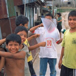 Happy children with a kite