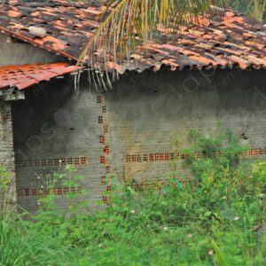 House wall detail, tiled roof