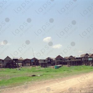 Houses on stilts with palm roofs