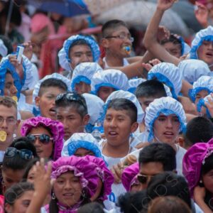 Individuals dressed as babies at the Sucre Carnival in Bolivia 2