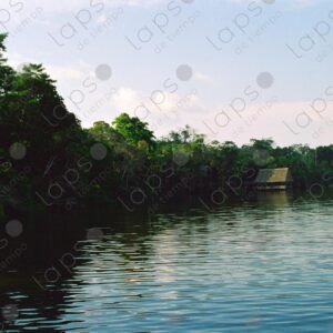 Lagoon and house at sunset