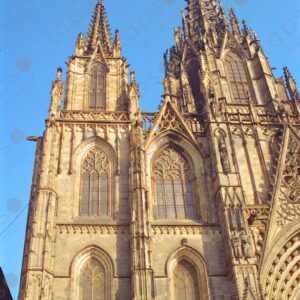 Left Facade of the Neo-Gothic Cathedral of Barcelona 1