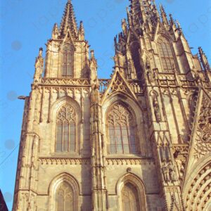 Left Facade of the Neo-Gothic Cathedral of Barcelona 2