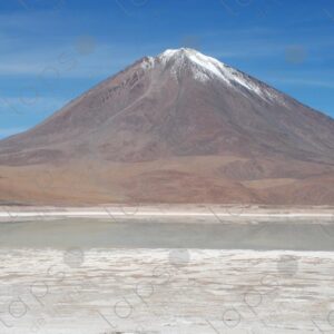 Licancabur Volcano with its Green white Lagoon