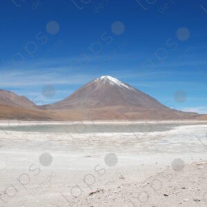 Licancabur Volcano with its white Lagoon