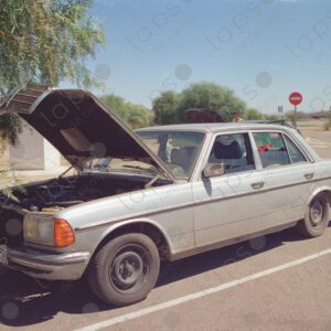Mercedes Benz cools down on the Murcia highway