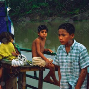 Passenger boat with local children