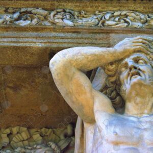 Pavillon Vendôme in Aix-en-Provence, statue of a man supporting a construction