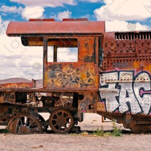 Potosi Train Cemetery Abandoned Locomotive with Graffiti