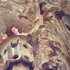 Sagrada Familia, Balcony with tourists 1