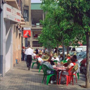 San Fermín, tables on Pamplona Street