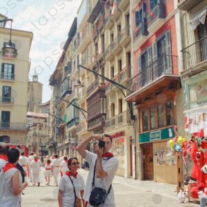 San Fermín, taking photos in the streets of Pamplona