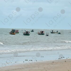 Several artisanal fishing boats in sea
