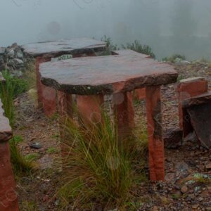 Stone Table and Benches Foggy 2