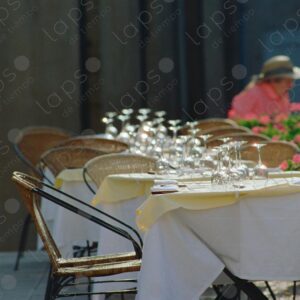 Table set with drinks outdoors