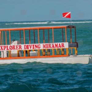 Tourist boat in the turquoise sea