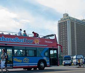Tourist bus in Revolution Square, Havana, Cuba
