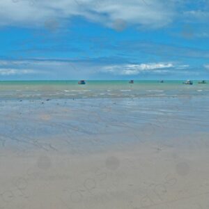 Turquoise sea several artisanal fishing boats floating 2